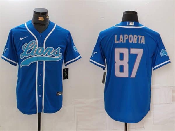 Detroit Lions #87 Sam LaPorta Blue Cool Base Stitched Jersey