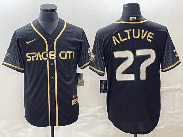 Houston Astros #27 Jose Altuve Black City Connect Cool Base Stitched Jersey