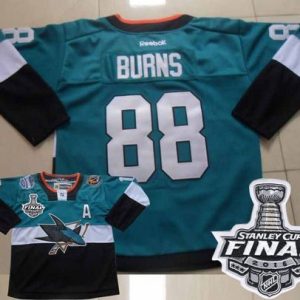 Sharks #88 Brent Burns Teal Black 2015 Stadium Series 2016 Stanley Cup Final Patch Stitched Jersey