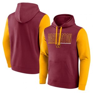 Washington Commanders Burgundy Gold Outline Pullover Hoodie