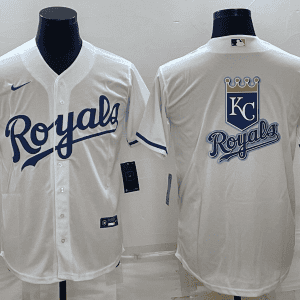 Kansas City Royals White Team Big Logo Cool Base Stitched Jersey