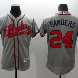 Braves #24 Deion Sanders Grey Flexbase Authentic Collection Stitched Jersey