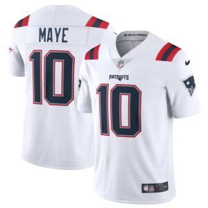 New England Patriots #10 Drake Maye White 2024 Draft Vapor Limited Stitched Jersey