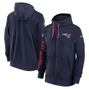 New England Patriots Navy 2024 Team Full-Zip Hoodie