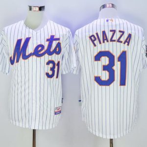 Mets #31 Mike Piazza White(Blue Strip) 2016 Hall Of Fame Patch Stitched Jersey