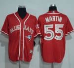 Blue Jays #55 Russell Martin Red New Cool Base Canada Day Stitched Jersey