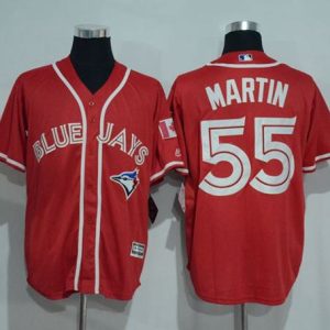 Blue Jays #55 Russell Martin Red New Cool Base Canada Day Stitched Jersey