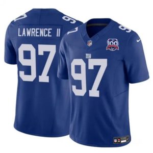 New York Giants #97 Dexter Lawrence II Blue 2024 F.U.S.E. 100TH Season Patch Vapor Untouchable Limited Stitched Jersey