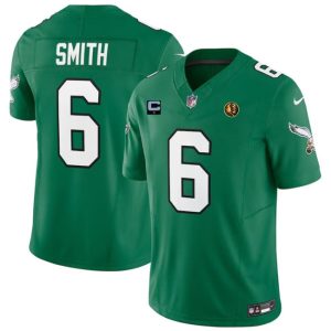 Philadelphia Eagles #6 DeVonta Smith Green 2023 F.U.S.E. Throwback With 1-Star C Patch And John Madden Patch Vapor Limited Stitched Jersey