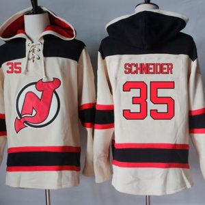 Devils #35 Cory Schneider Cream Sawyer Hooded Sweatshirt Stitched Jersey