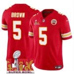 Kansas City Chiefs #5 Hollywood Brown Red 2025 F.U.S.E. Super Bowl LIX Patch Vapor Untouchable Limited Stitched Jersey