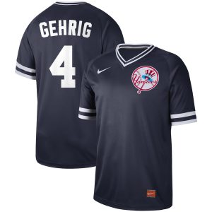 New York Yankees #4 Lou Gehrig Navy Cooperstown Legend Collection Stitched Jersey