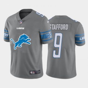 Detroit Lions #9 Matthew Stafford Grey Team Big Logo Limited Stitched Jersey