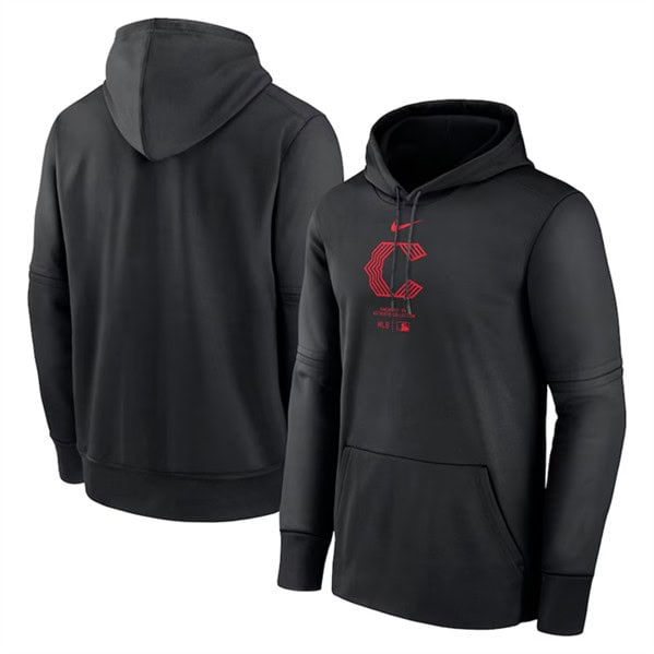 Cincinnati Reds Black Collection Practice Performance Pullover Hoodie
