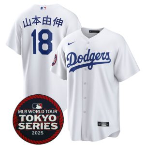 Los Angeles Dodgers #18 ɽ±¾ÓÉÉì White 2025 World Tour: Tokyo Series Home Stitched Jersey