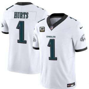 Philadelphia Eagles #1 Jalen Hurts White 2024 New F.U.S.E. Vapor Untouchable Limited Stitched Jersey