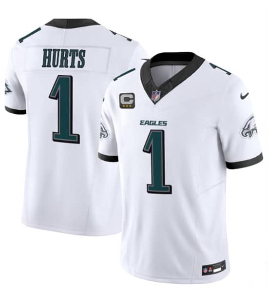 Philadelphia Eagles #1 Jalen Hurts White 2024 New F.U.S.E. Vapor Untouchable Limited Stitched Jersey
