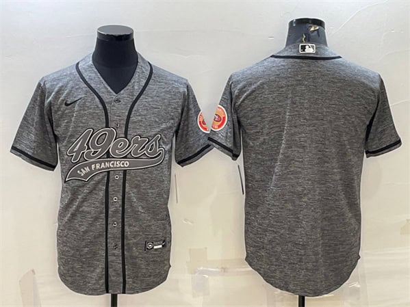 San Francisco 49ers Blank Gray With Patch Cool Base Stitched Baseball Jersey