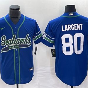 Seattle Seahawks #80 Steve Largent Royal Throwback Cool Base Stitched Jersey