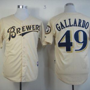 Brewers #49 Yovani Gallardo Cream YOUniform Cool Base Stitched Jersey