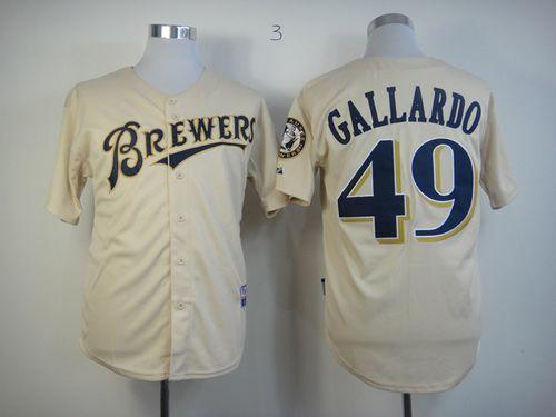 Brewers #49 Yovani Gallardo Cream YOUniform Cool Base Stitched Jersey
