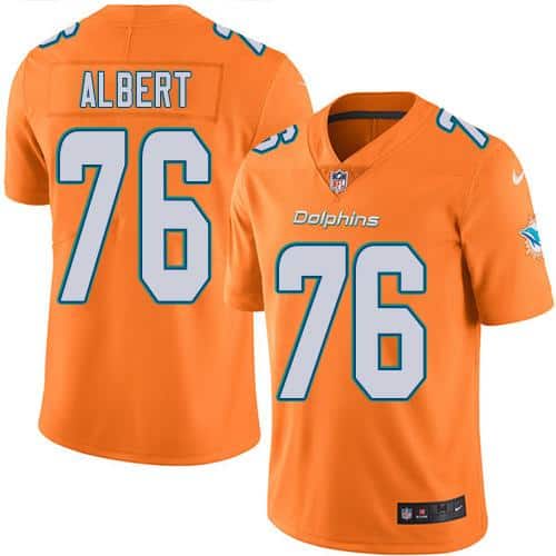 Dolphins #76 Branden Albert Orange Stitched Limited Rush Nike Jersey