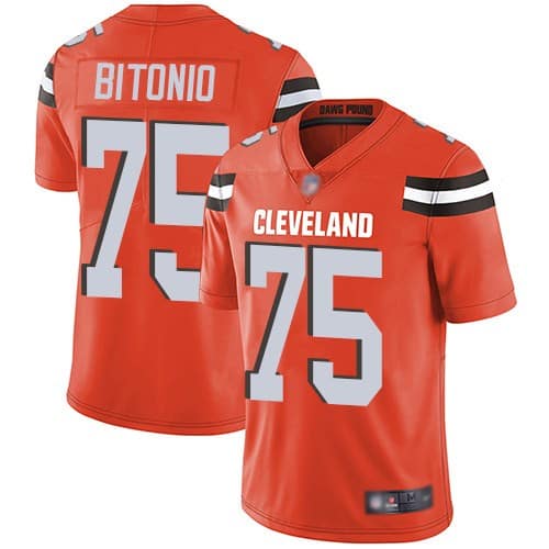 Cleveland Browns #75 Joel Bitonio Orange Vapor Untouchable Limited Stitched Jersey