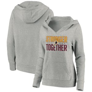 Washington Redskins Heather Gray Stronger Together Crossover Neck Pullover Hoodie(Run Small)