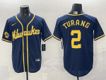 Milwaukee Brewers #2 Brice Turang Navy 2025 With Patch Stitched Jersey