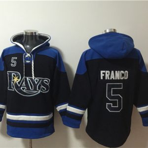 Tampa Bay Rays #5 Wander Franco Black Blue Lace-Up Pullover Hoodie