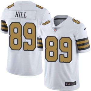 Saints #89 Josh Hill White Stitched Limited Rush Nike Jersey