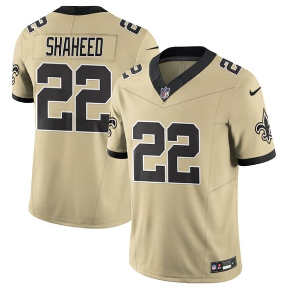 New Orleans Saints #22 Rashid Shaheed Gold 2025 F.U.S.E. Alternate Vapor Limited Football Stitched Jersey
