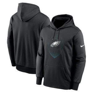 Philadelphia Eagles Black Icon Performance Pullover Hoodie
