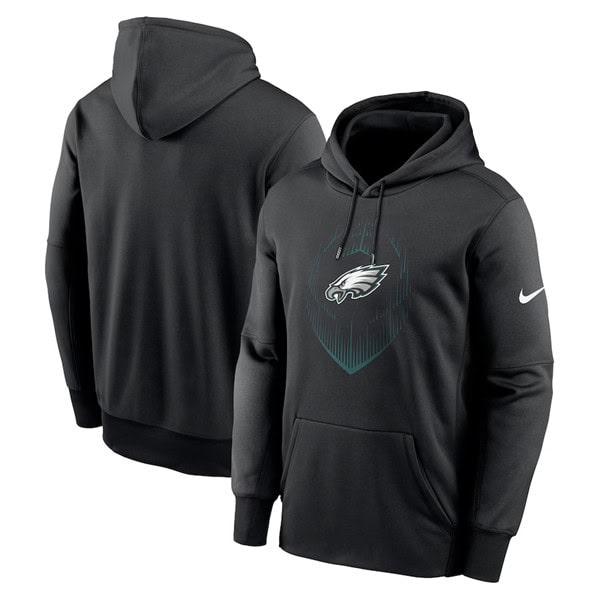 Philadelphia Eagles Black Icon Performance Pullover Hoodie