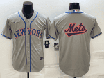 New York Mets Gray Team Big Logo Cool Base Stitched Jersey