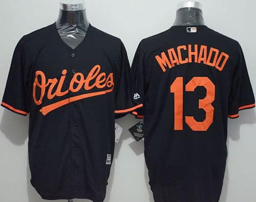 Orioles #13 Manny Machado Black New Cool Base Stitched Jersey