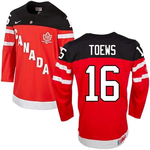 Olympic CA. #16 Jonathan Toews Red 100th Anniversary Stitched Jersey