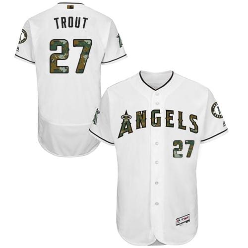 Angels Of Anaheim #27 Mike Trout White Flexbase Authentic Collection 2016 Memorial Day Stitched Jersey