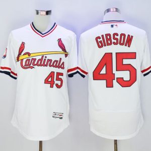 Cardinals #45 Bob Gibson White Flexbase Authentic Collection Cooperstown Stitched Jersey