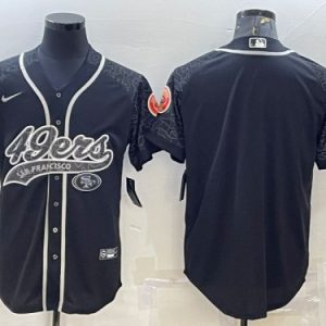 San Francisco 49ers Blank Black Reflective With Patch Cool Base Stitched Jersey