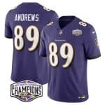 Baltimore Ravens #89 Mark Andrews Purple F.U.S.E. 2024 AFC North Division Champions Vapor Limited Jersey