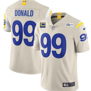 Los Angeles Rams 2022 #99 Aaron Donald Bone White With 4-Star C Patch Stitched Jersey