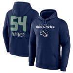 Seattle Seahawks #54 Bobby Wagner Navy Team Wordmark Player Name Number Pullover Hoodie