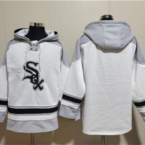 Chicago White Sox Blank White Ageless Must-Have Lace-Up Pullover Hoodie