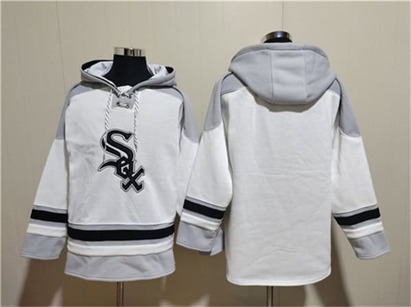 Chicago White Sox Blank White Ageless Must-Have Lace-Up Pullover Hoodie