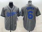 Los Angeles Dodgers #6 Trea Turner Grey Cool Base Stitched Jersey