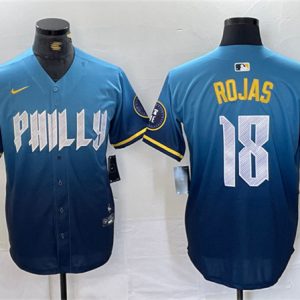 Philadelphia Phillies #18 Johan Rojas Blue 2024 City Connect Limited Stitched Jersey