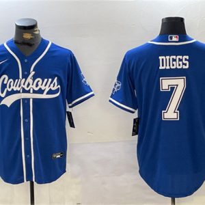 Dallas Cowboys #7 Trevon Diggs Royal With Patch Cool Base Stitched Jersey