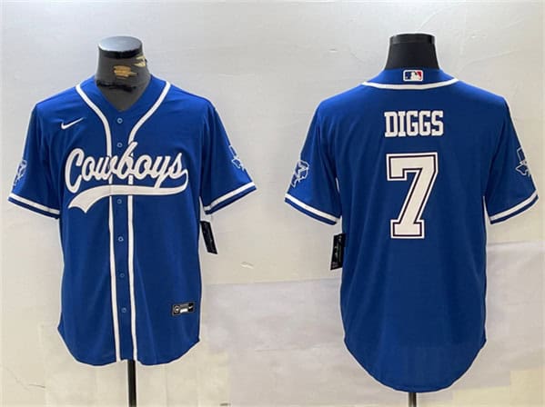 Dallas Cowboys #7 Trevon Diggs Royal With Patch Cool Base Stitched Jersey