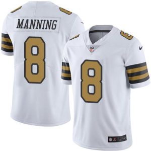 Saints #8 Archie Manning White Stitched Limited Rush Nike Jersey